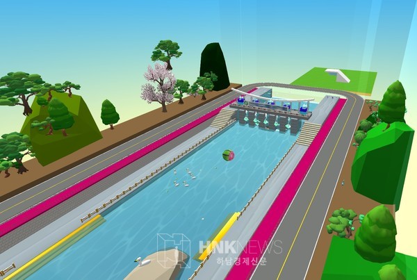 사진설명. 메타버스 플랫폼 제포토에 구현된 팔당댐